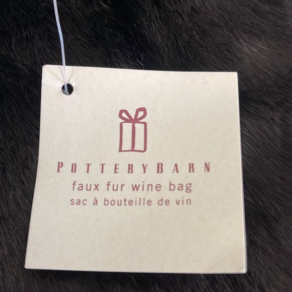 Pottery Barn Espresso Dark Brown Faux Fur Wine Bag with Tie. NWT - Picture 6 of 7